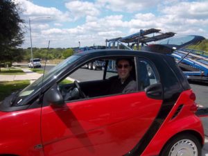 The Smart car right after it was delivered.